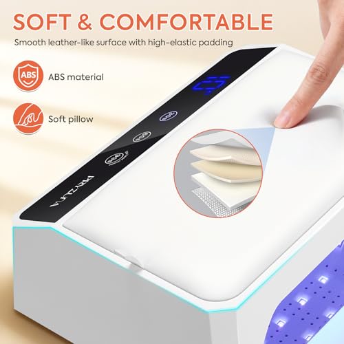 UV LED Nail Lamp, 120W UV Light for Gel Nails with 69 Beads, Fast Curing Professional Nail Dryer for Gel Polish, Two-Hand Design, Detachable Arm Rest Base, Sensor, 3 Timers for Fingernails & Toenails