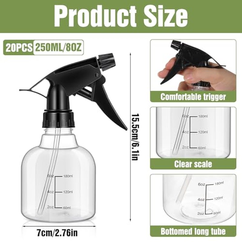 20Pcs 8oz Refillable Spray Bottles with Adjustable Nozzle