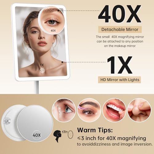 FUNTOUCH LED Vanity Mirror with 40X Magnifier, 84 LEDs, Rechargeable
