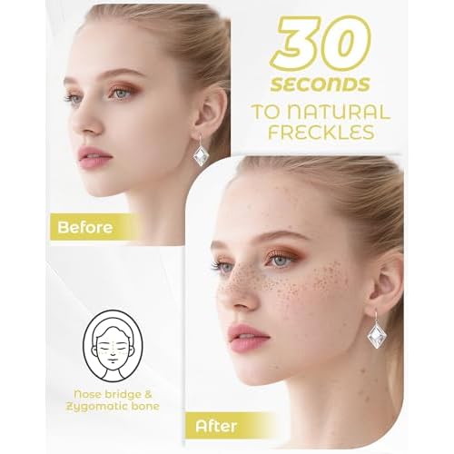Upgrade Dual Ended 2-in-1 Faux Freckle Stamp Pen, Waterproof Fake Freckle Pen with Multi-Prong Freckles Stamp Head for Women to Easily Create Natural Long-Lasting Sunkissed Makeup