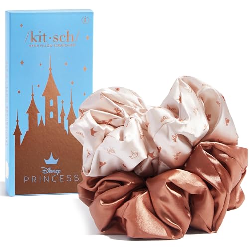 Kitsch & Disney Satin Scrunchies for Women - Desert Crown 2 Pack