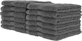 QUBA LINEN 100% Cotton - Wash Cloth Set - Pack of 24, Flannel Face Cloths, Highly Absorbent and Soft Feel Fingertip Towels (Gray, 12x12 Pack of 12)