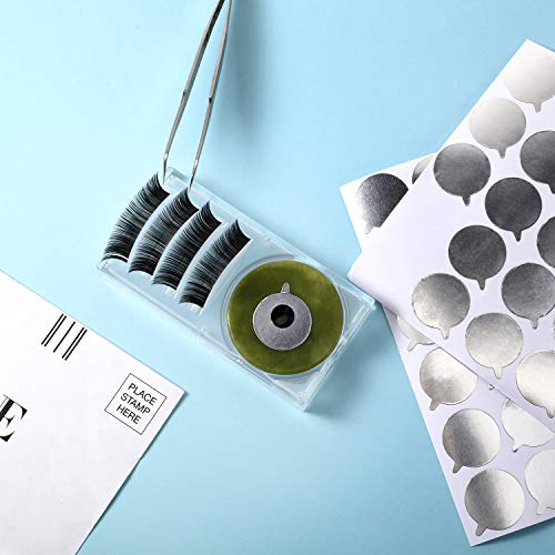 Outus 1 Inch Disposable Eyelash Glue Stickers Waterproof Glue Aluminum Foil Stickers Eyelash Holder Pallet Sticker for Makeup Tool Supplie(32 Sheets, 960 Pieces)
