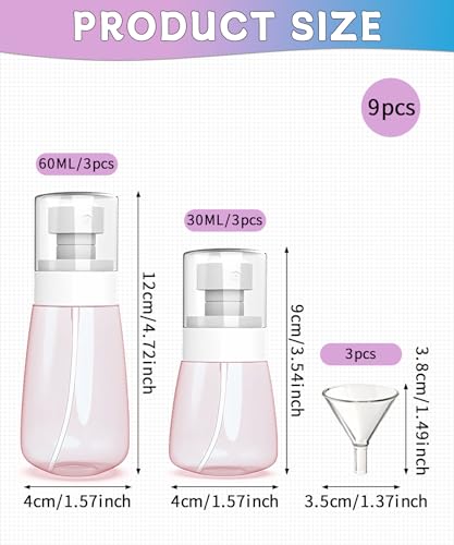 6 Pack Travel Spray Bottles - 1oz & 2oz Refillable Fine Mist