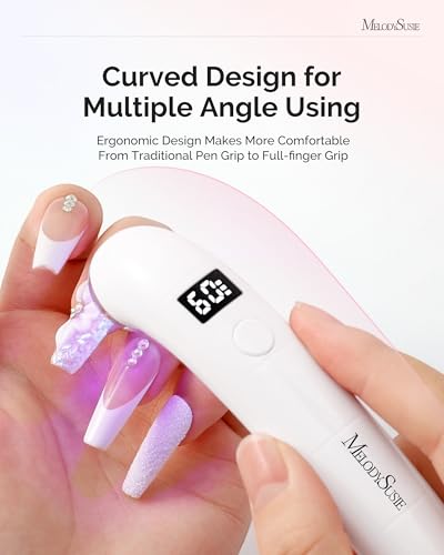 MelodySusie French Tip Nail Brush Set + P-ART01A Cordless UV Lamp