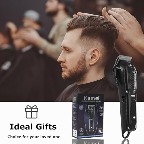 KEMEI Professional Cordless Hair Clippers for Men, 4-Speed Barber Trimmer