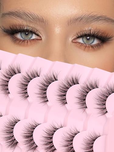 Natural Cat Eye False Eyelashes 14mm Wispy 3D Volume (7 Pairs)
