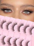 Natural Cat Eye False Eyelashes 14mm Wispy 3D Volume (7 Pairs)