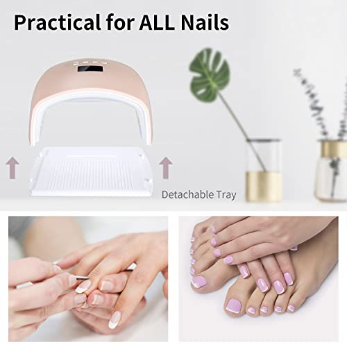 Ayshone Pink 48W Rechargeable Cordless UV LED Nail Lamp for Gel Nails, Manicure & Salon