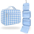 VANDEL Waterproof Hanging Toiletry Bag [TSA-Approved] Hanging Makeup Organizer Bag, Cosmetic Travel Bags for Women, Makeup Case Toiletries Organizer Hygiene Bathroom Shower Caddy - Blue Gingham