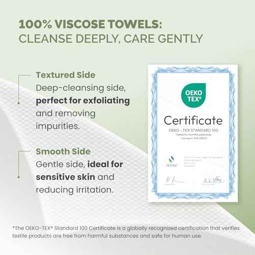 PLANTIFIQUE Disposable Face Towels XL 10"x12" - 100% Biodegradable Viscose Facial Towelettes for Women Skin Care - Face Cleaning Towel 50 Count