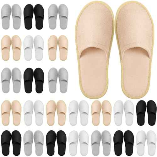 Geyoga 24 Pairs House Slipper for Guest Washable Reusable Soft Non Slip Disposable Slipper for Travel Hotel Spa Wedding Party Shoeless Home Coral Fleece