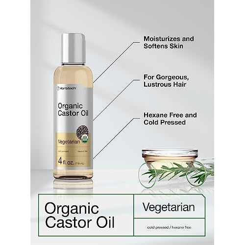 Horb?ach Castor Oil Organic | 4 fl oz | Cold Pressed and Hexane Free | For Face, Hair, Eyelashes and Eyebrows | Vegetarian, Non-GMO Formula