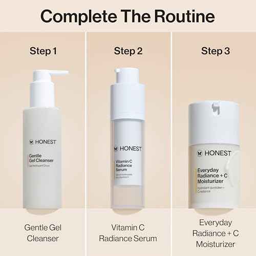 Honest Beauty Mini Vitamin C Radiance Serum | Improves + Brightens Skin Tone and Complexion | Gentle for Sensitive Skin, Fragrance Free, Vegan | Travel Size, .33 fl oz