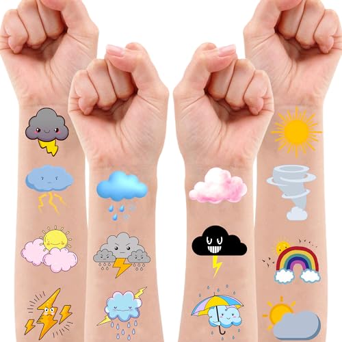 100 PCS Weather Temporary Tattoos for Kids | Party Favors