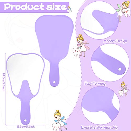 Jetec Tooth Shaped Handheld Mirror 2-Pack, 9.6" Portable Cosmetic Mirror with Handle