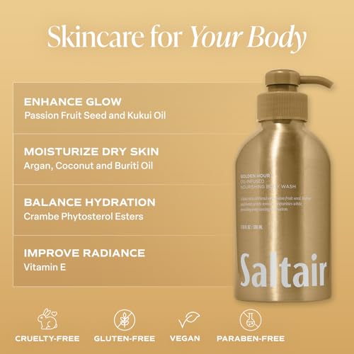 Saltair Body Wash 2-Pack ? Moisturizing Body Wash with Vitamin E & Hydrating Oil Blend ? Scented Shower Gel for Women and Men ? Golden Hour Scent, 2x 17oz ? Vegan, Cruelty-Free, Paraben-Free