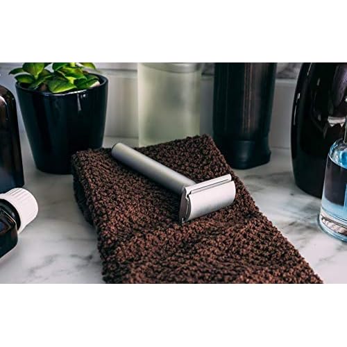 Aluminum Double Edge Safety Razor - Raw Silver | Three Piece Double Edge Safety Razor