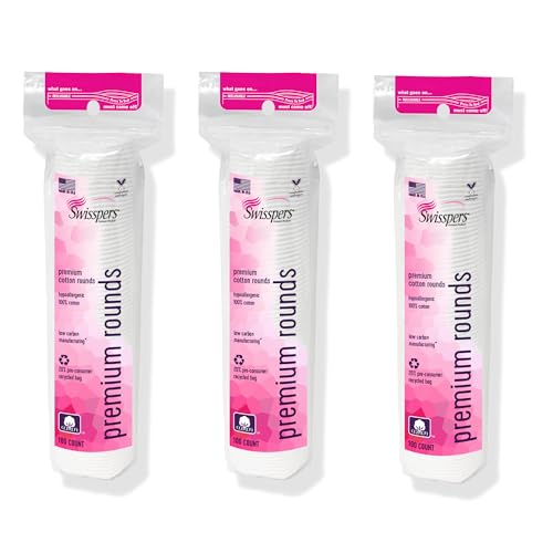 Swisspers Ultra Soft Cotton Rounds - 100 Count Pack of 36, Hypoallergenic & Dual Sided Makeup & Nail Polish Remover Pads
