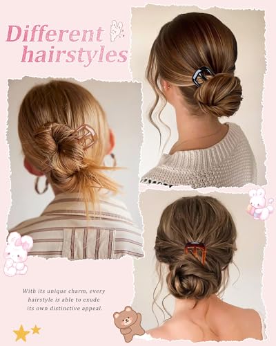French Hair Pins 6-Pack with 3-Prong Teeth, Strong Hold Bun Updo