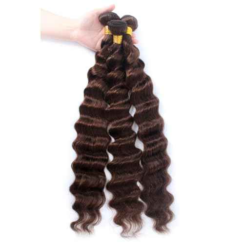Brown Bundles with Closure Human Hair Loose Wave Human Hair Bundles with Closure (20 22 24+18£©12A Brazilian Virgin Hair Light Brown Loose Deep Wave 3 Bundles with 4x4 Closure 4# Color