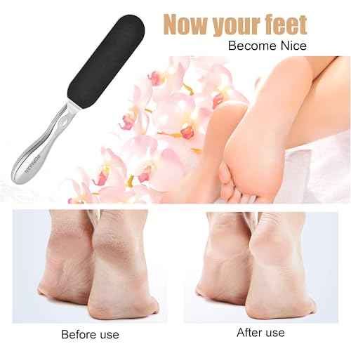 Professional Pedicure Foot File, Coarse/Fine Dual Sided and Reusable Stainless Steel Cracked Skin Corns Callus Remover Feet File with 12 Replaceable Coarse-Fine Foot Pads