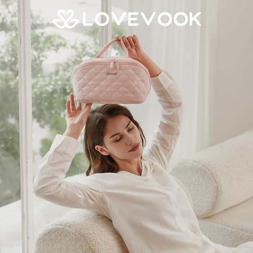 LOVEVOOK Travel Makeup Bag 2-Piece Set, Waterproof Puffer Organizer