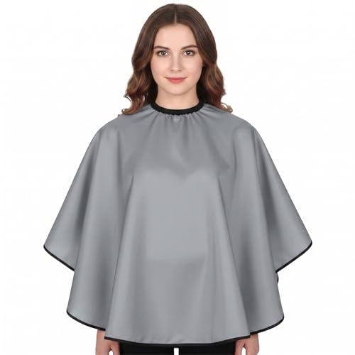 Waterproof Hair Coloring Cape for Salons and Stylists - Grey, 31x28 Inches