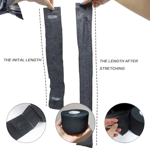 Pack of 2 Disposable Barber Neck Strips Professional Stretchy Paper Neck Band Protector Hairdressing Accessory Tool for Hair Cutting Salon Barbershop Supplies (Black)