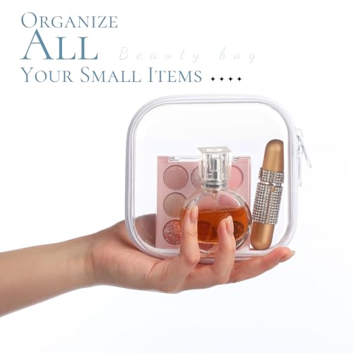 Sanwuta 6 Pack Clear Hard Zipper Cases - White, 5x5x2 Inch Storage Organizer