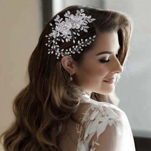 Silver Bridal Hair Comb Headpiece - Wedding Headwear