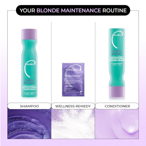 Malibu C Blondes Wellness Remedy - Hair Discoloration Remover & Brightener with Vitamin C, 1 Packet - Blonde Hair Care