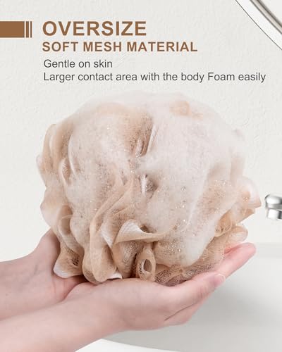 XL Large Loofah Sponge 4 Pack - Body Scrubber for Bath