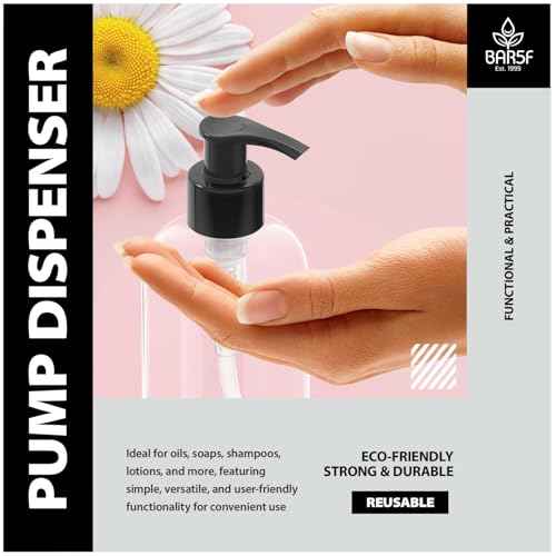 Bar5F 12-Ounce Empty Plastic Pump Bottle Dispenser for Soap, Lotion, Shampoo, Oil, Antiseptic, BPA-Free, Crystal-Clear, USA, 4-Pack