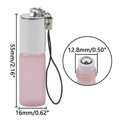10Pcs Glass Roll-on Bottles 5ml 1/6oz Pink Pearly Roller Vials for Essential Oils Fragrance Perfume Aromatherapy Lip Balms