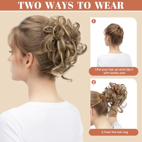 SARLA Messy Bun Hair Pieces - Grey Synthetic Hairpiece Set