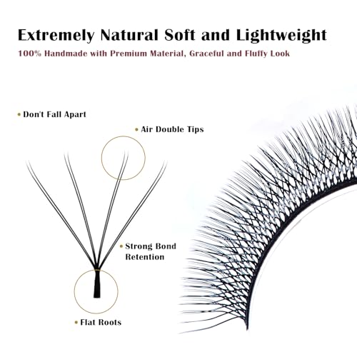 8D W Eyelash Extensions - Easy Fans Russian Volume Clusters