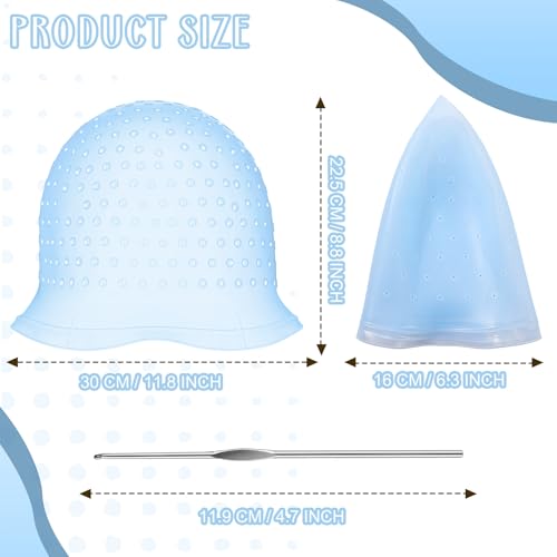 Jexine Reusable Hair Highlighting Cap Set with Hooks - 2 Pcs