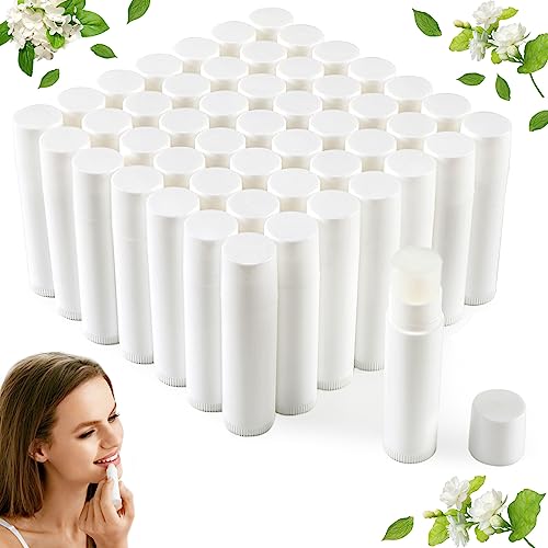 50 Pieces Lip Balm Bulk Moisturizing Lip Balm Original Lip Cream Stocking Stuffers Add Your Own Labels for Men Women Children Parties Gifts Baskets Business Branding Traveling (Jasmine)