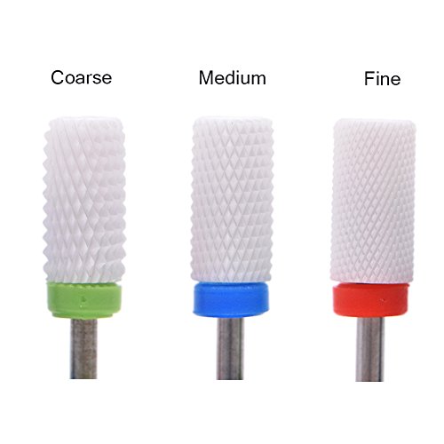 MIBICIRI 3 Pcs Ceramic Nail Drill Bits Set,3/32 Inch Acrylic Nail File Drill Bit,Manicure Pedicure Drill Bits,Grinding Head For Manicure Pedicure Cuticle Acrylic Gel Nail Polishing (Large Barrel Top)