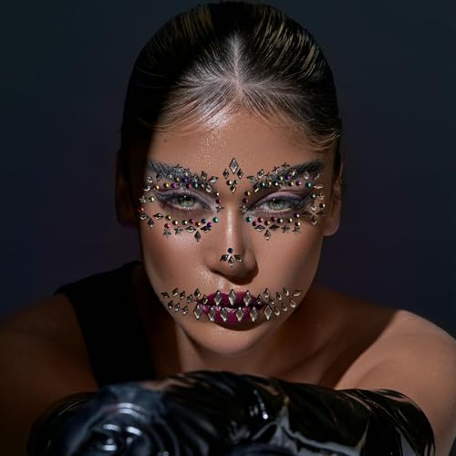 Halloween Face Jewels Rhinestone Skull Stickers - 4 Pack
