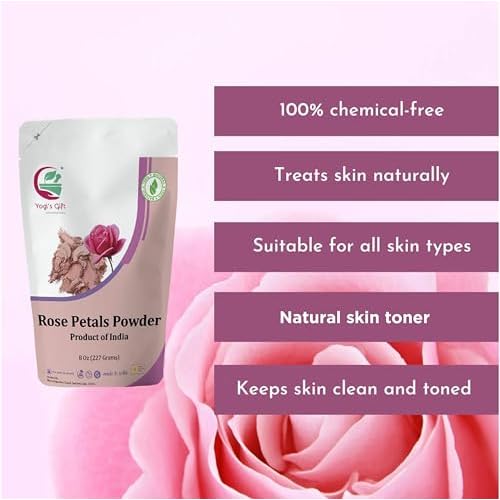 Rose Petal Powder 8 oz | Ideal for Face Packs & DIY Beauty Care | Make Tea, Smoothies or Lattes | Excellent Choice For Skin Care | by Yogi¡¯s Gift¢ç