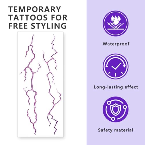 Purple Halloween Temporary Tattoo,Waterproof Temporary Tattoo,Halloween Party Favors, Party Tattoo,Halloween Cosplay 3PCS