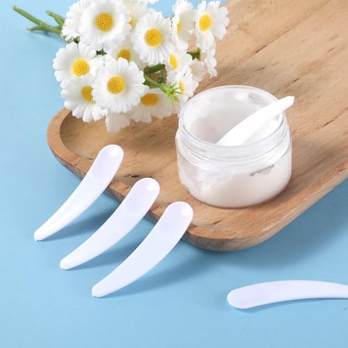 Disposable Cosmetic Spatulas Set - 100 Mini Plastic Makeup Scoops for Skincare & Makeup