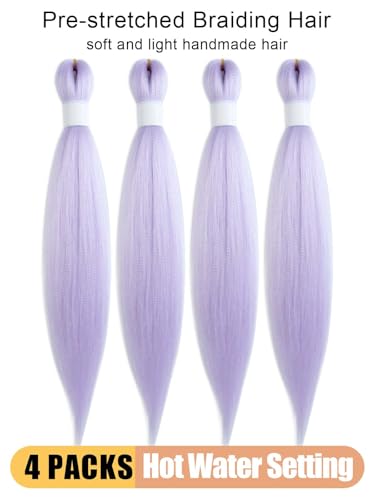 Lavender Pre-Stretched Braiding Hair 20 Inch, 4 Packs