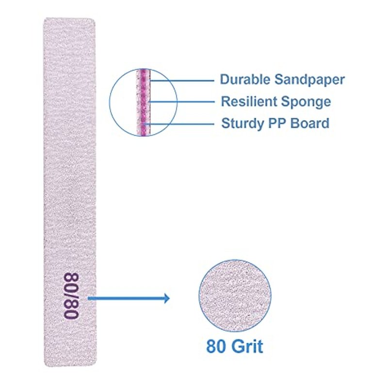 80 Grit Coarse Nail File | Double-Sided Emery Board for Acrylic & Gel