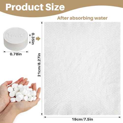 100 Compressed Towel Tablets - Disposable Face Washcloths Fast Drying Lightweight for Adult Camping Hiking Facial Mini Makeup Wipe Coin Tissues Travel Hotel Cleaning Supplies