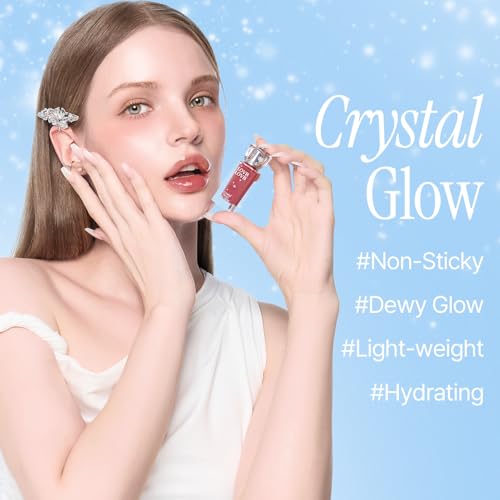 Crystal Dewy Lip Gloss | Lightweight & Non-Sticky | High-Shine & Long-Lasting | Hydrating Korean Lip Care Gloss | 0.17 oz. (01 PINK DOLPHIN)