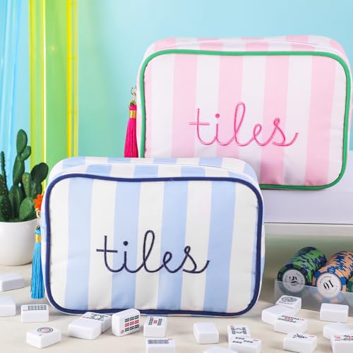 Sanwuta Mahjong Tile Bag with Zipper, Embroidered Storage Pouch