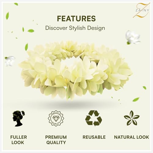 ZAINY 6 Pack White Mogra Gajra Hair Accessory